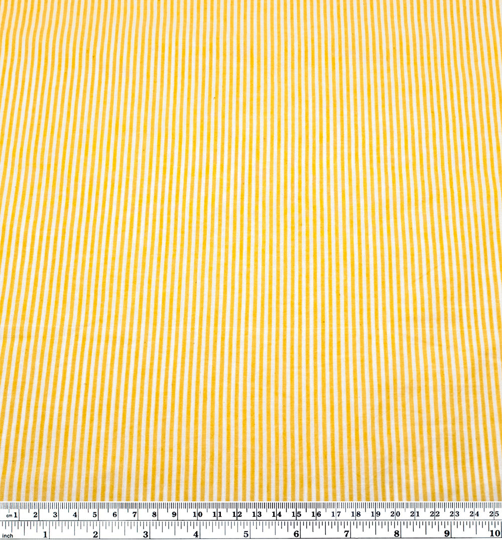 Striped Lightweight Handwoven Cotton - Lemon Drop/White | Blackbird Fabrics