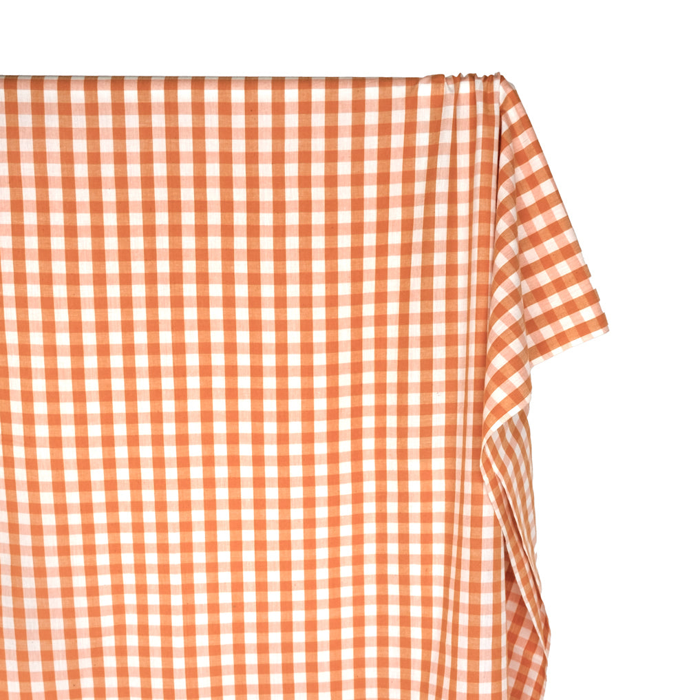 Gingham Handwoven Cotton - Dusty Apricot/White | Blackbird Fabrics