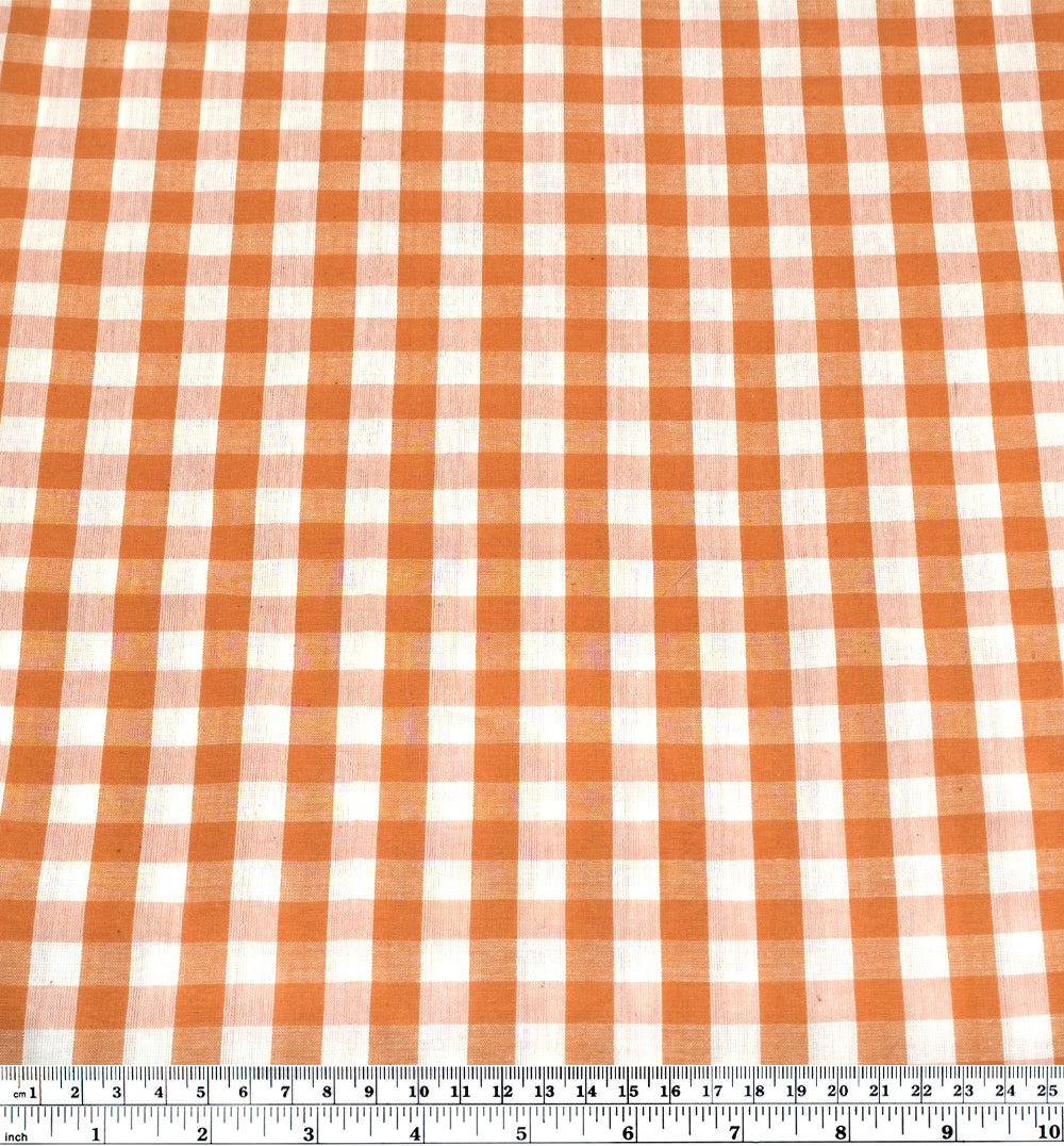 Gingham Handwoven Cotton - Dusty Apricot/White | Blackbird Fabrics