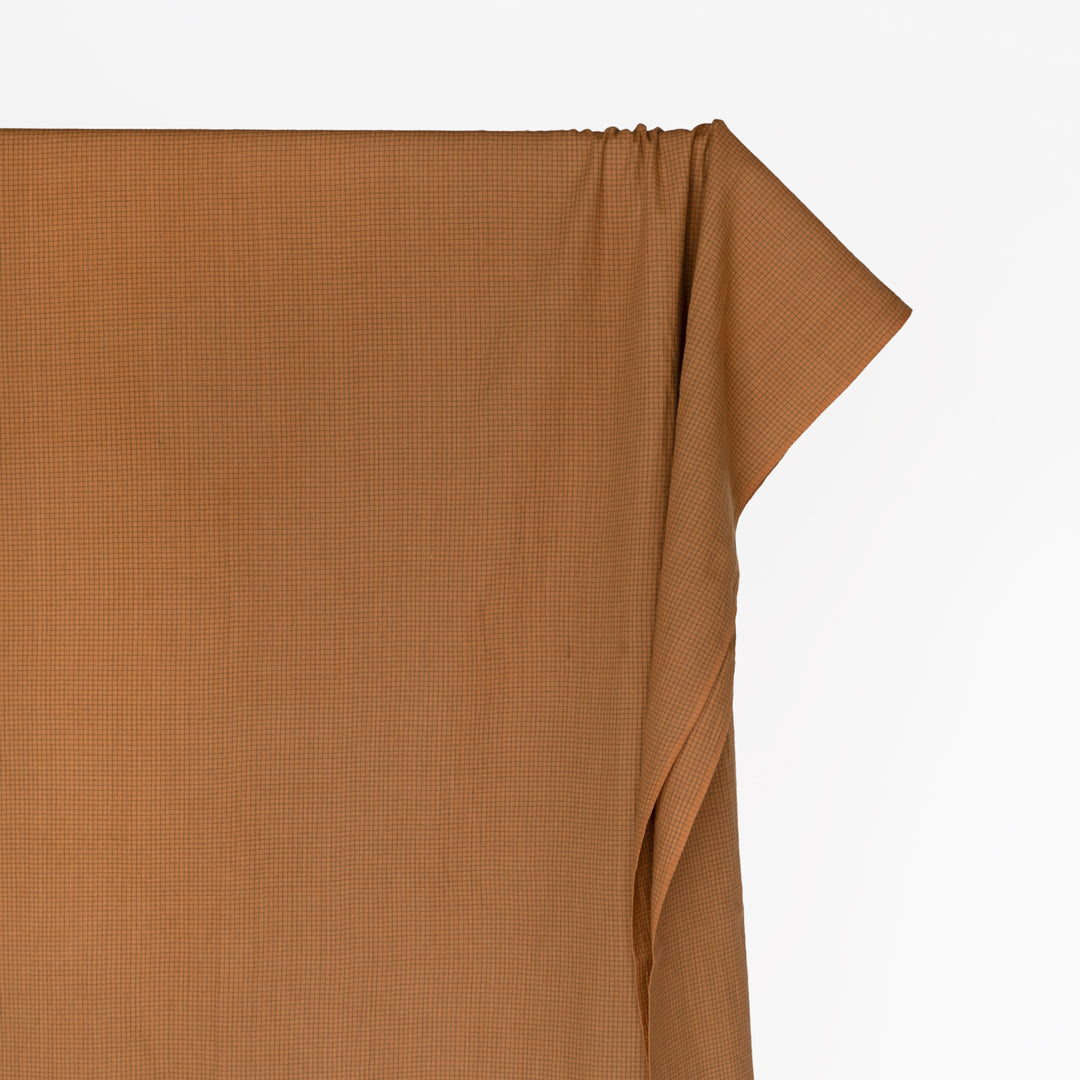 Mini Grid Handwoven Cotton - Caramel/Sage | Blackbird Fabrics