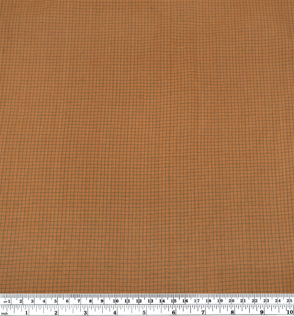 Mini Grid Handwoven Cotton - Caramel/Sage | Blackbird Fabrics