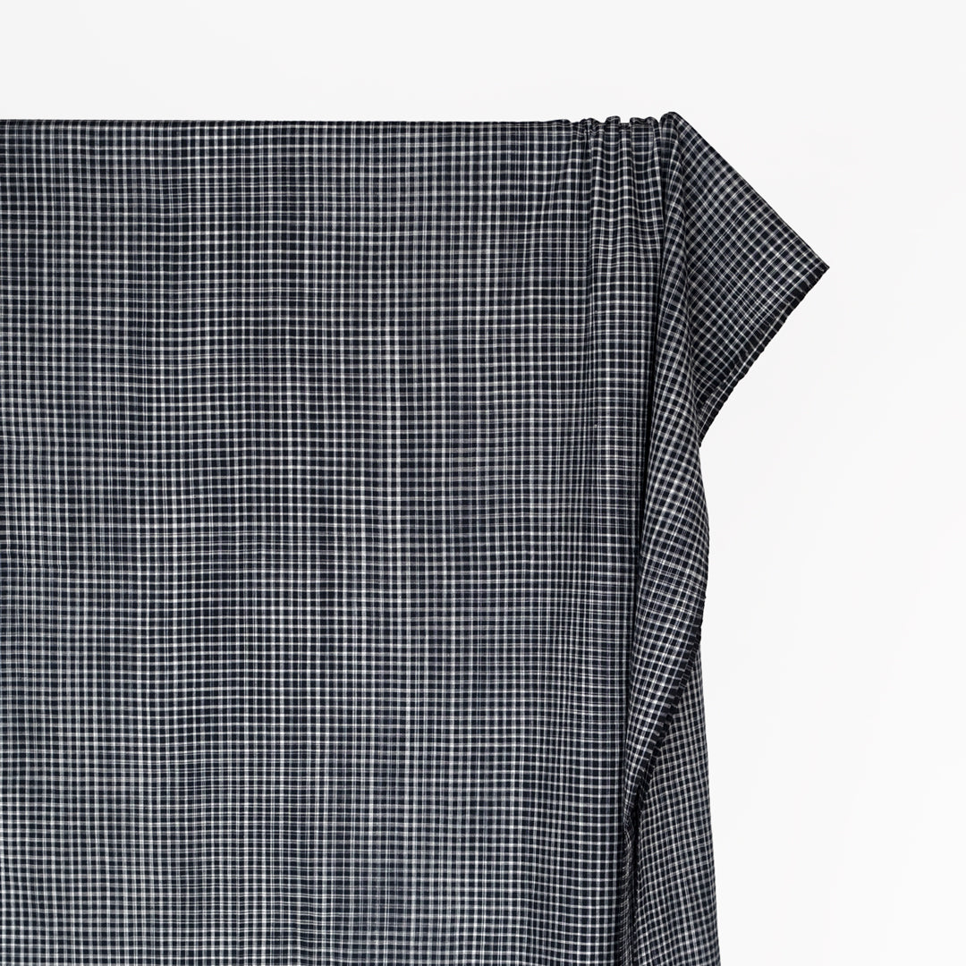 Plaid Handwoven Cotton - Ink/White | Blackbird Fabrics