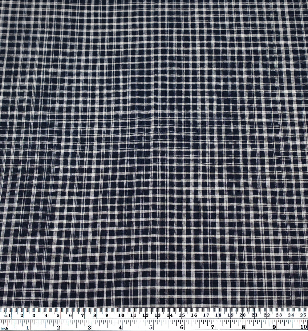 Plaid Handwoven Cotton - Ink/White | Blackbird Fabrics