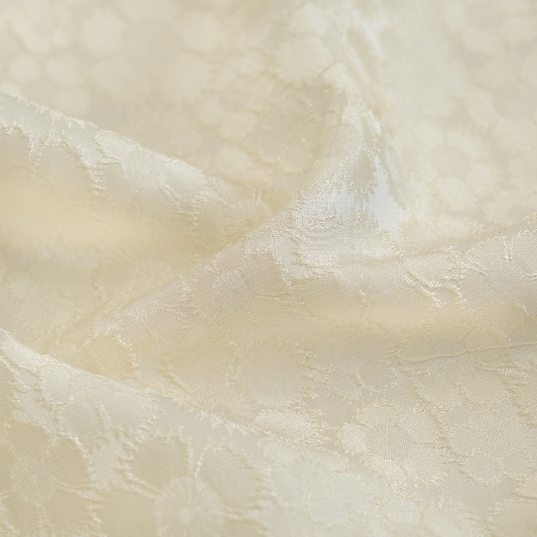 Deadstock Daisy Poly Satin Jacquard - Ivory | Blackbird Fabrics