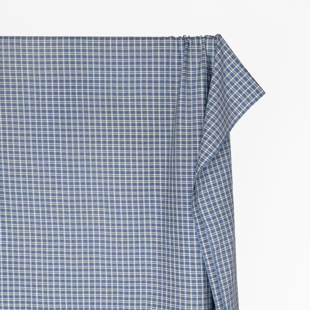 Mini Plaid Handwoven Cotton - Periwinkle/White | Blackbird Fabrics