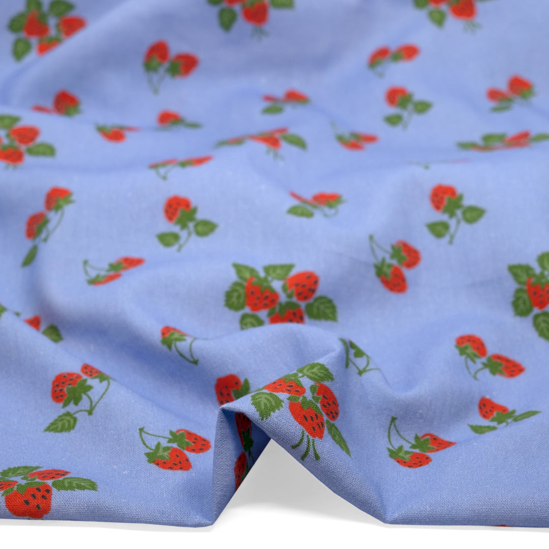 Fabric Godmother - Strawberry Fayre Viscose Linen Blend - Periwinkle | Blackbird Fabrics