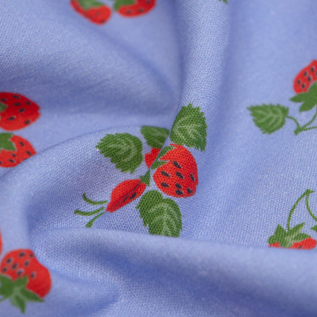 Fabric Godmother - Strawberry Fayre Viscose Linen Blend - Periwinkle | Blackbird Fabrics