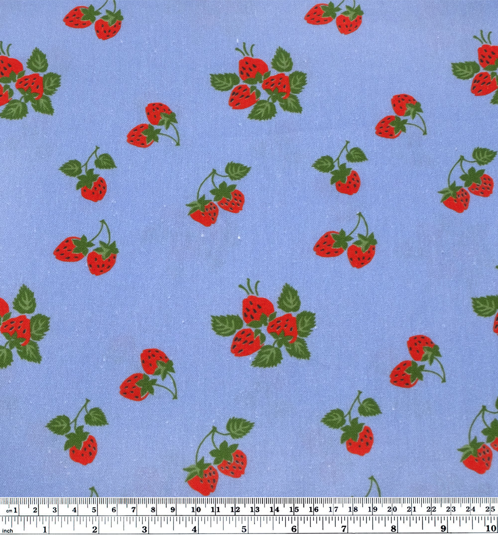 Fabric Godmother - Strawberry Fayre Viscose Linen Blend - Periwinkle | Blackbird Fabrics