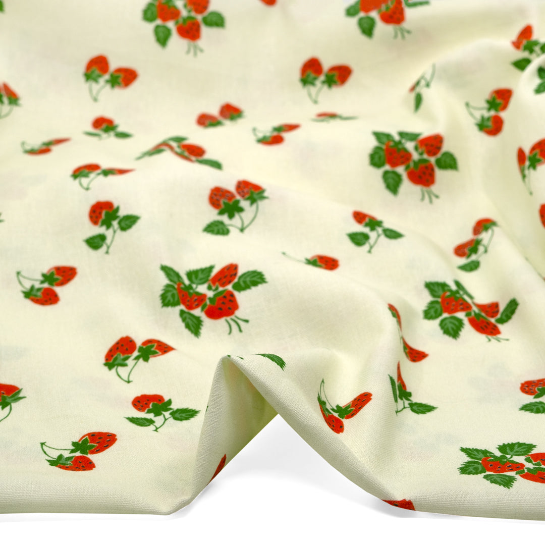 Fabric Godmother - Strawberry Fayre Viscose Linen Blend - Vanilla | Blackbird Fabrics