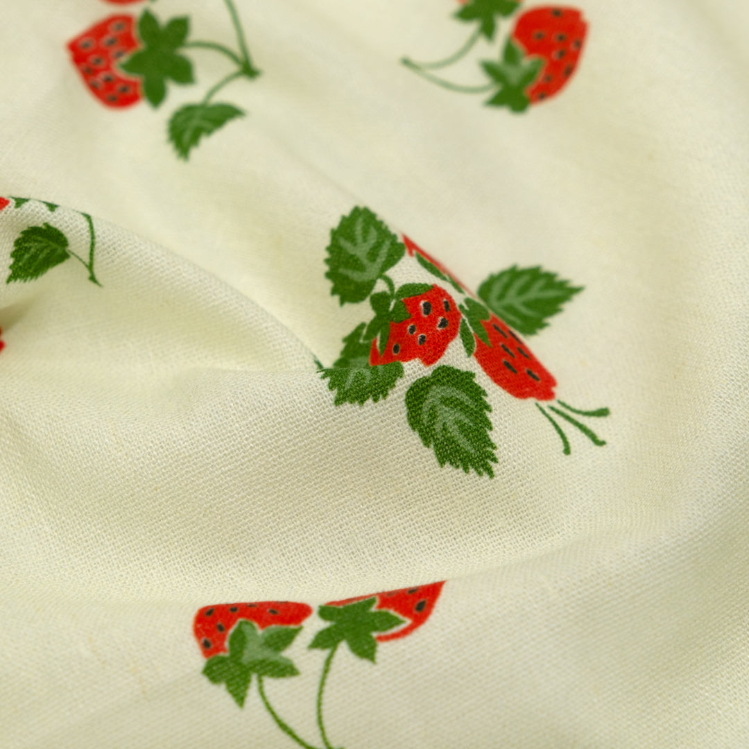 Fabric Godmother - Strawberry Fayre Viscose Linen Blend - Vanilla | Blackbird Fabrics