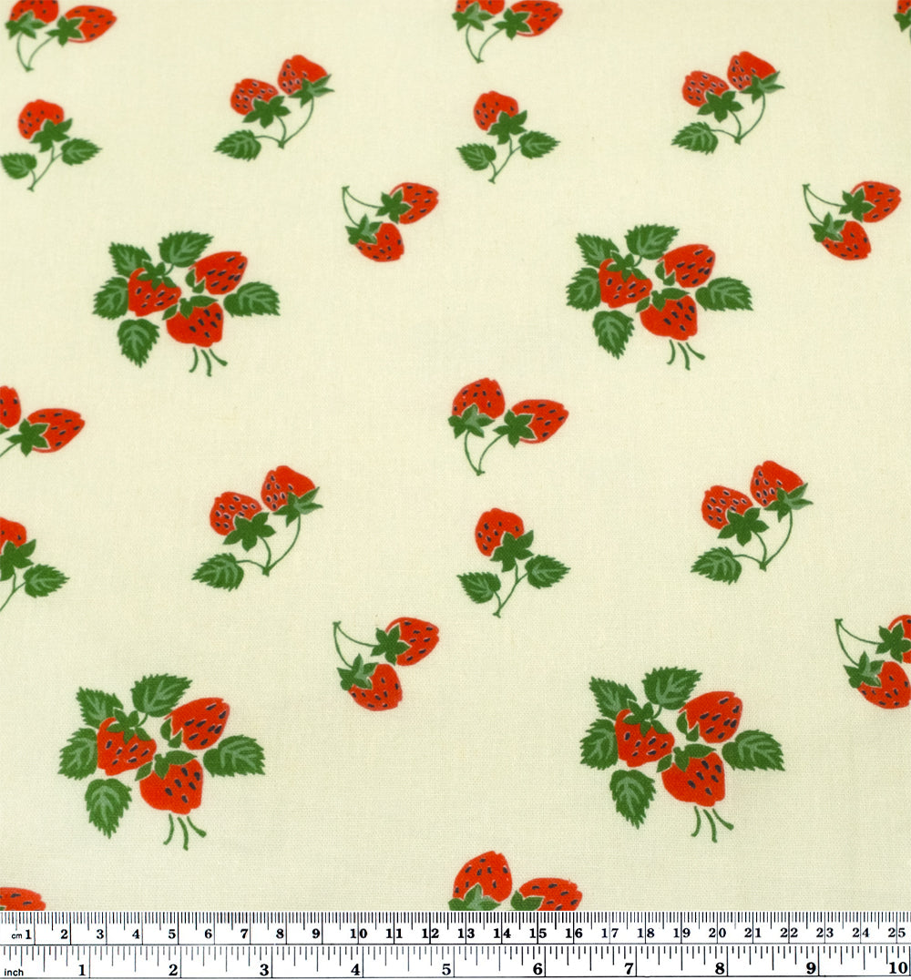 Fabric Godmother - Strawberry Fayre Viscose Linen Blend - Vanilla | Blackbird Fabrics