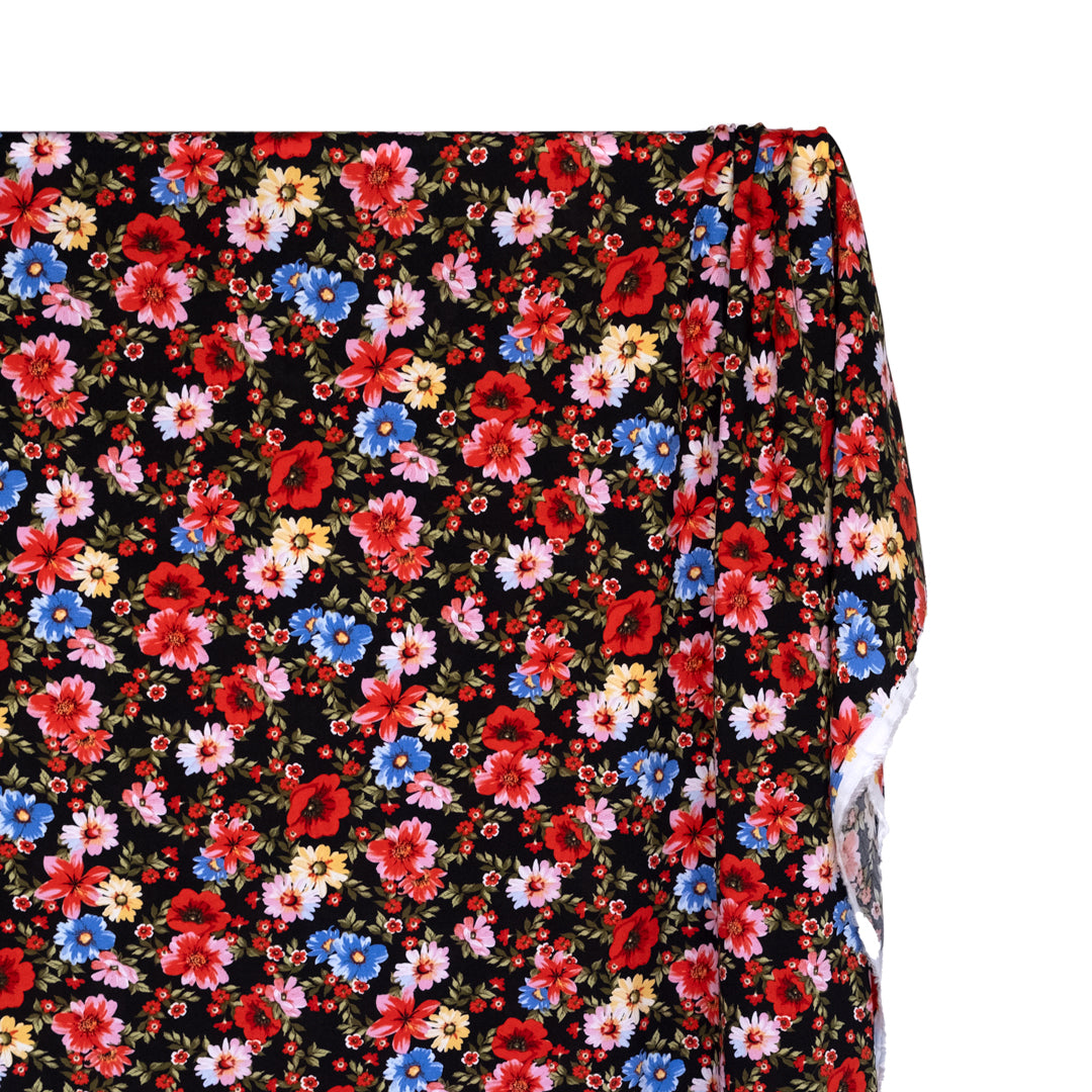 Poppy Fields Rayon Challis - Nightscape | Blackbird Fabrics 