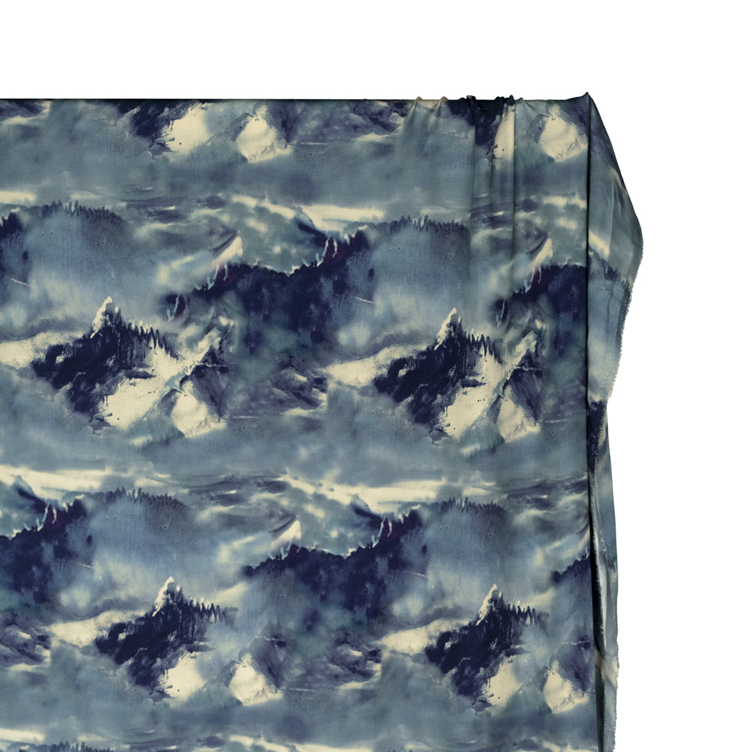 Deep Dive Viscose Sateen - Glacier/Navy | Blackbird Fabrics