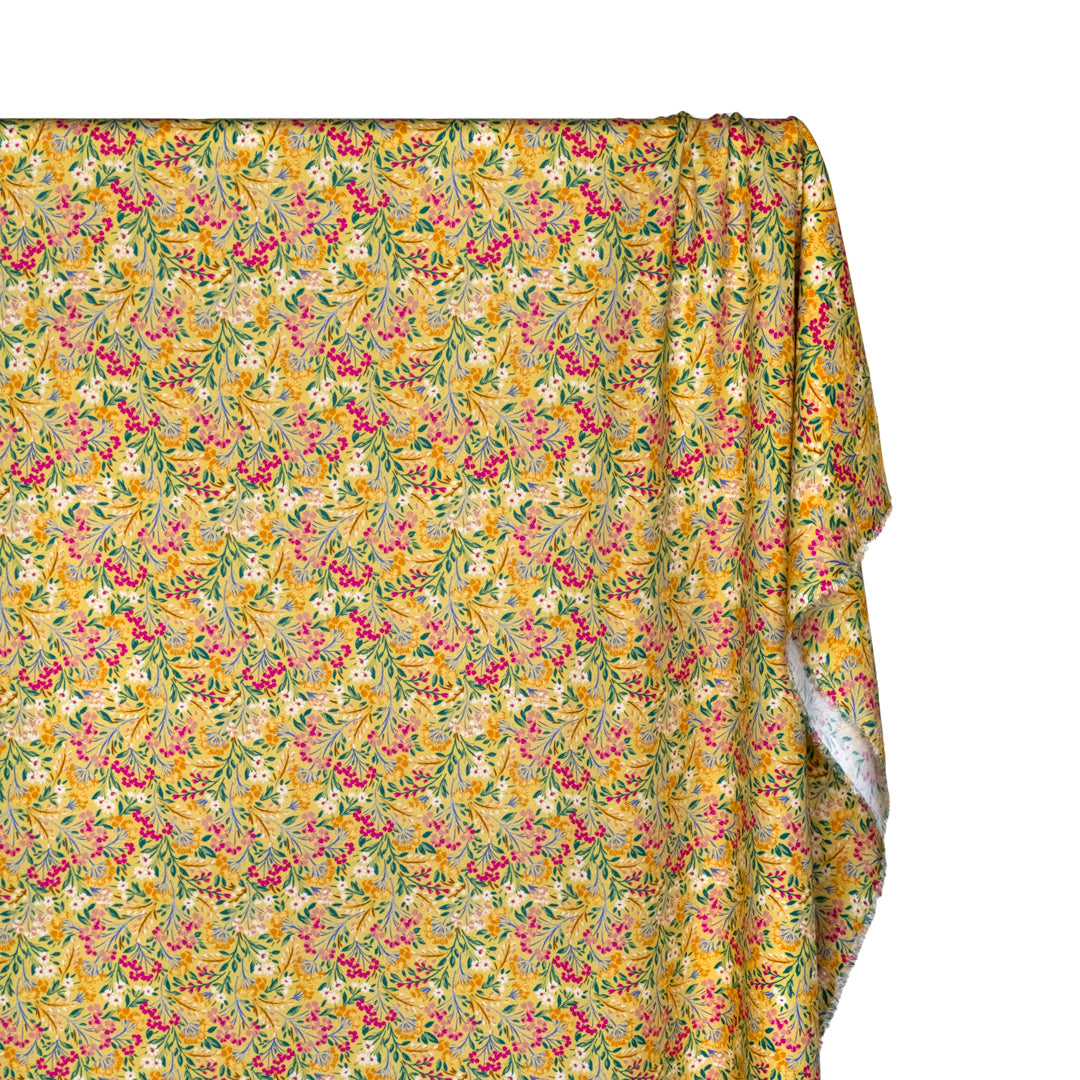 Deastock Midsummer Fantasy Viscose Crepe - Lemon/Petal/Multi | Blackbird Fabrics