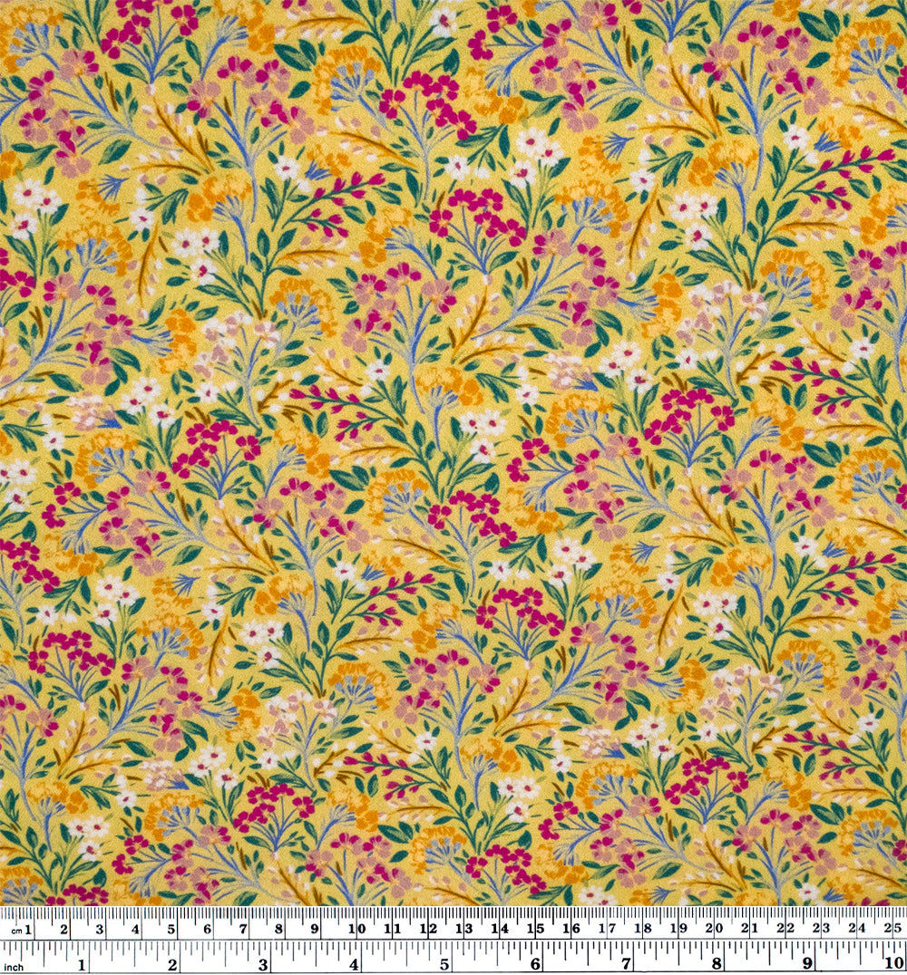 Deastock Midsummer Fantasy Viscose Crepe - Lemon/Petal/Multi | Blackbird Fabrics