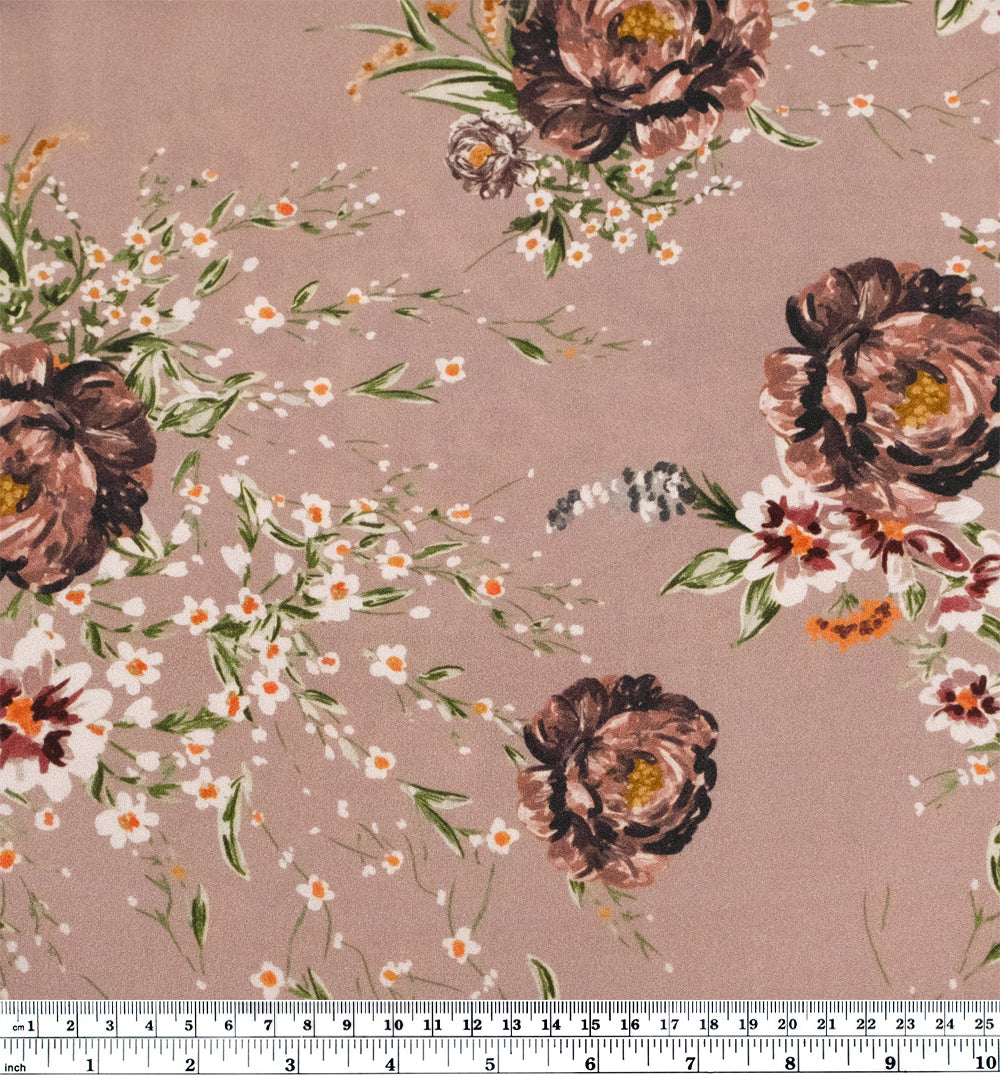 Deadstock Midnight Bouquet Midweight Viscose Crepe - Mauve/Grass/Baked Clay | Blackbird Fabrics