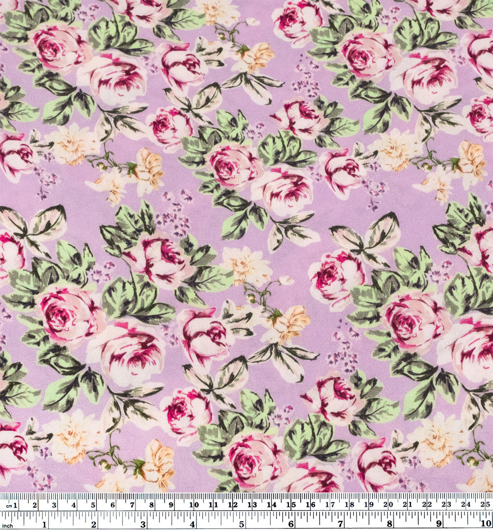 Deadstock Prairie Rose Midweight Viscose Crepe - Lilac/Blush/Multi | Blackbird Fabrics