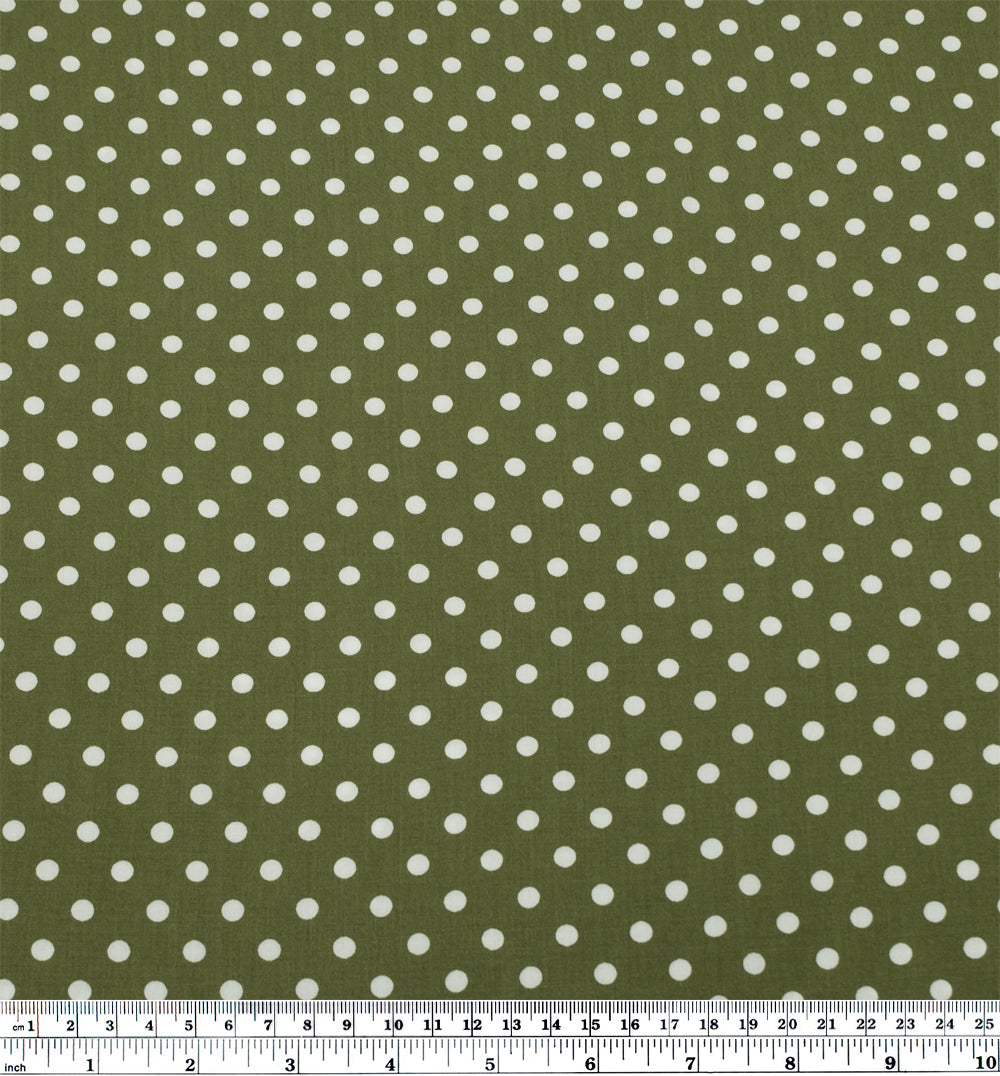 Deadstock Polka Dot Viscose Poplin - Peridot/White | Blackbird Fabrics