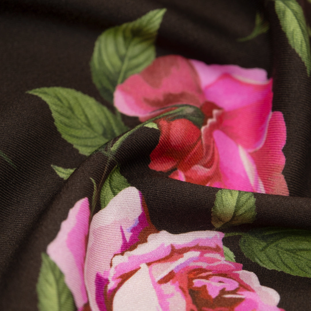 Deadstock Lover Viscose Twill - Espresso/Pink/Grass | Blackbird Fabrics