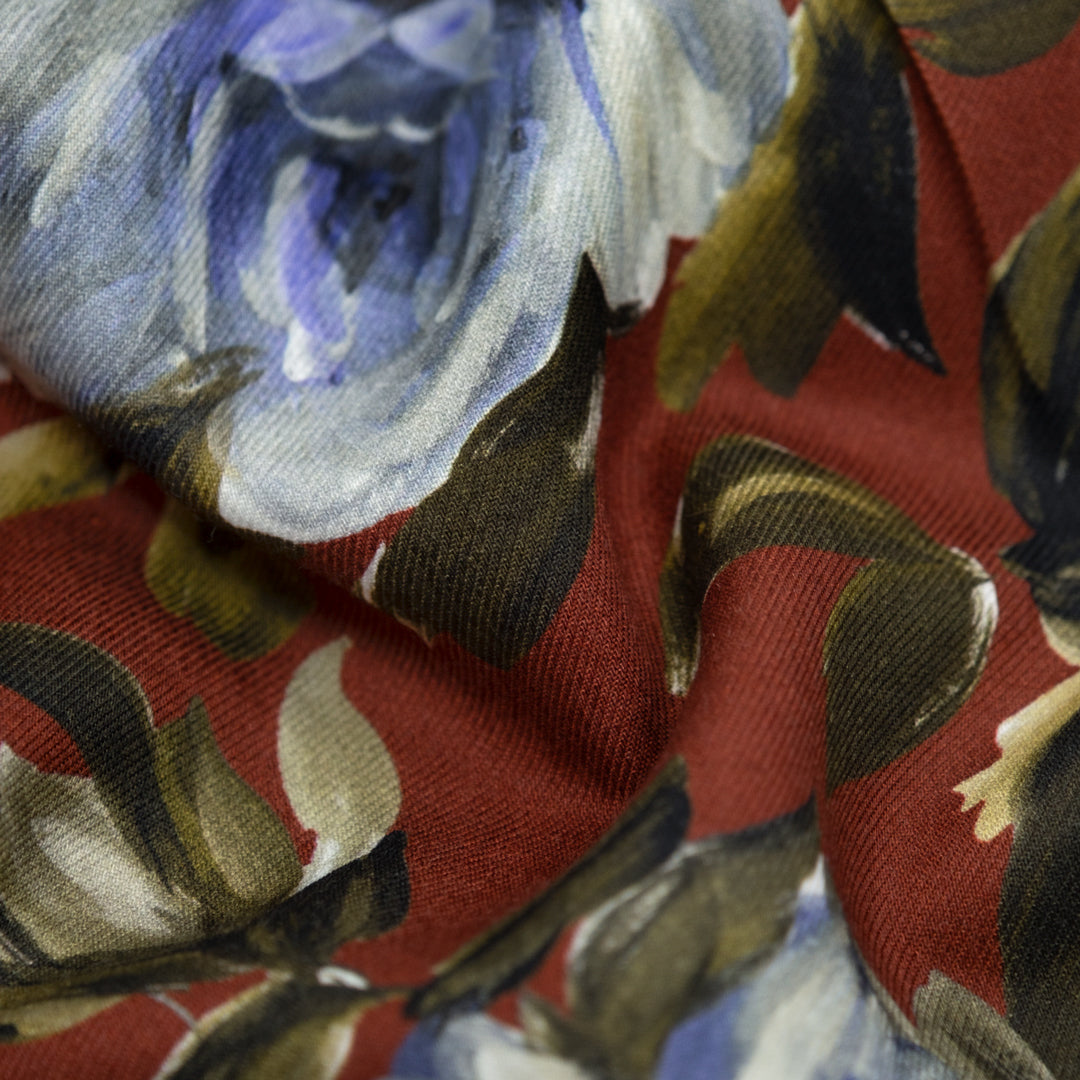 Deadstock Muse Viscose Twill - Spice/Bluestone/Kelp | Blackbird Fabrics