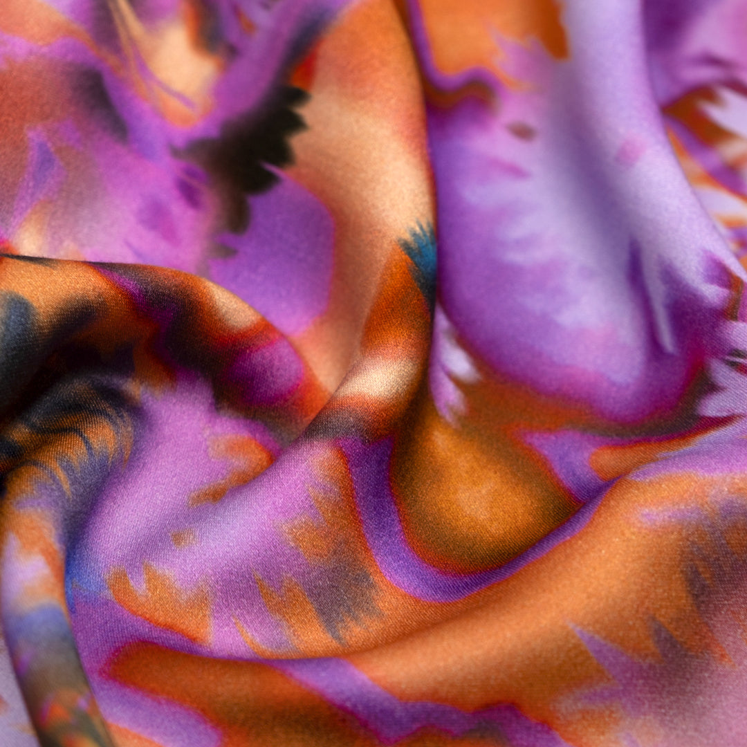 Deadstock Cyber Flare Viscose Sateen - Spritz | Blackbird Fabrics