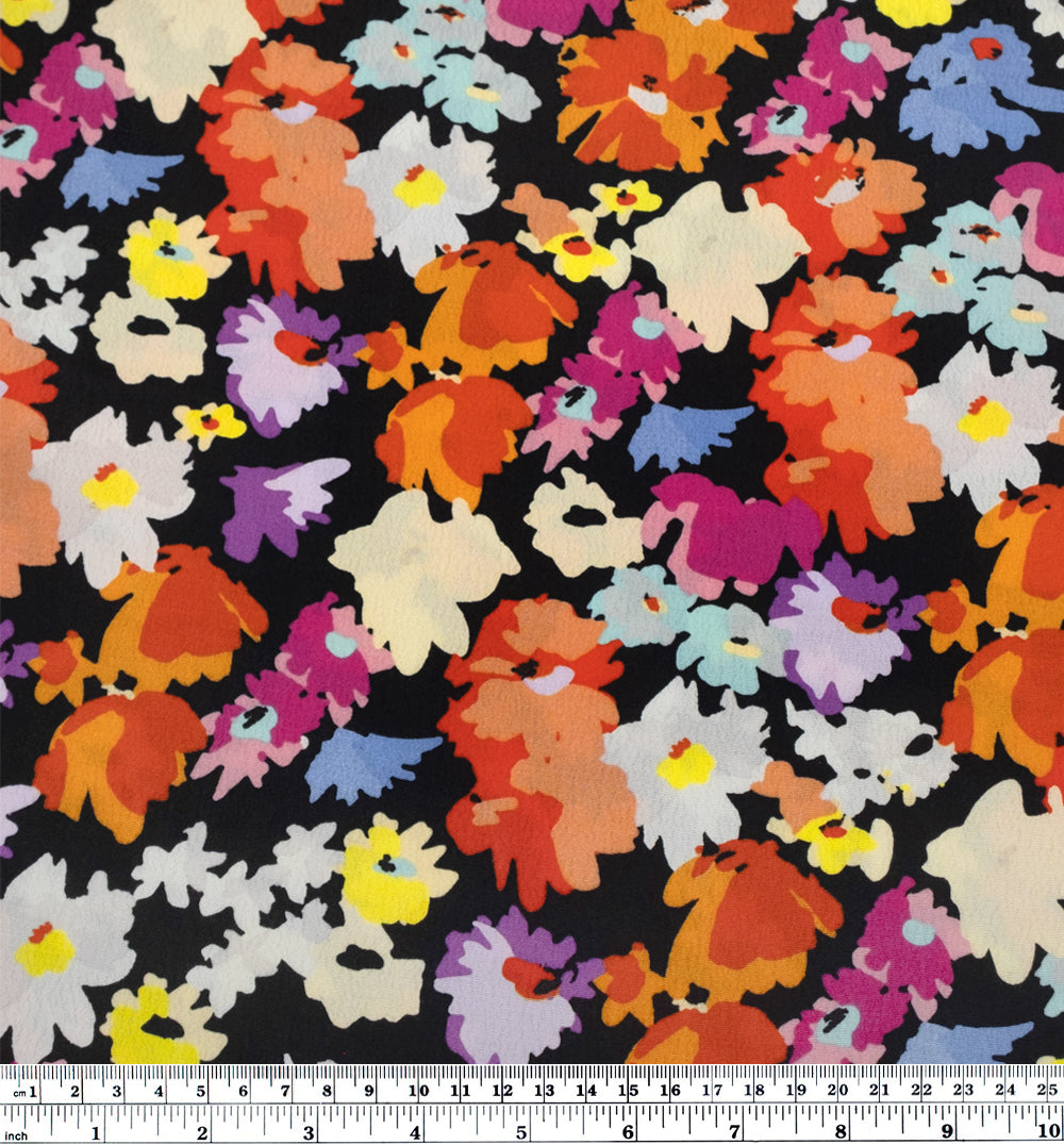 Deadstock Confetti Patch Viscose Crepe - Black/Multi | Blackbird Fabrics