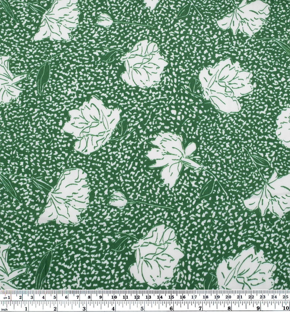 Deadstock Floral Static Viscose Crepe - Clover/White | Blackbird Fabrics