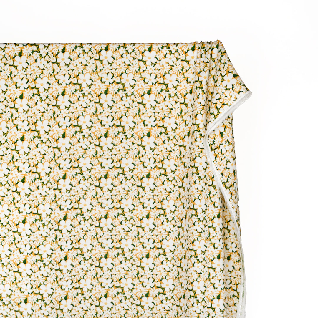 Deadstock Buttercup Viscose Crepe - Daffodil/White | Blackbird Fabrics