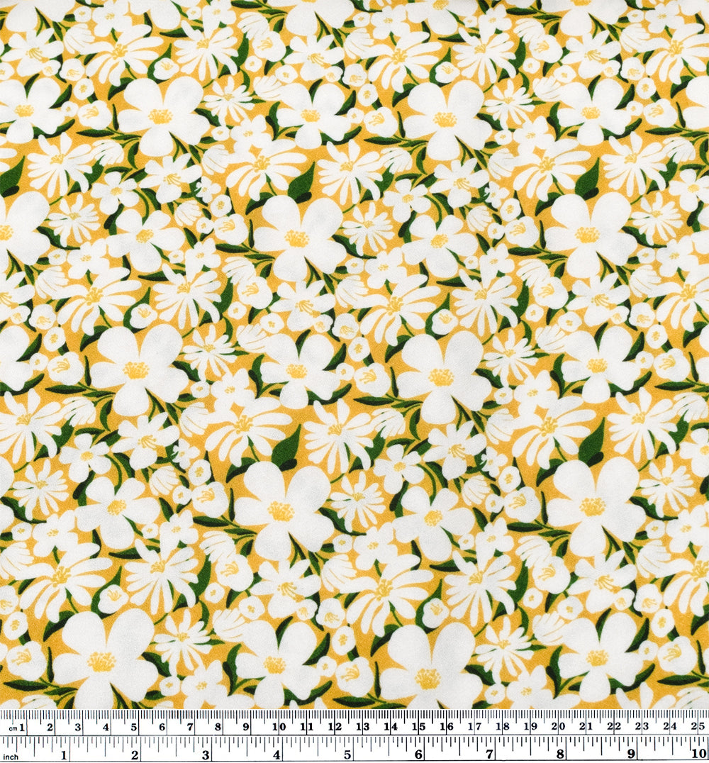 Deadstock Buttercup Viscose Crepe - Daffodil/White | Blackbird Fabrics