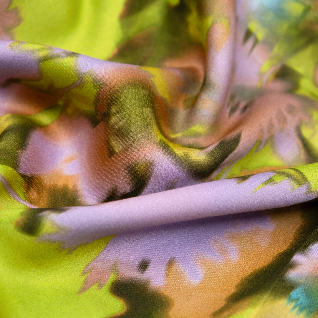 Deadstock Cyber Flare Viscose Sateen - Limeade | Blackbird Fabrics