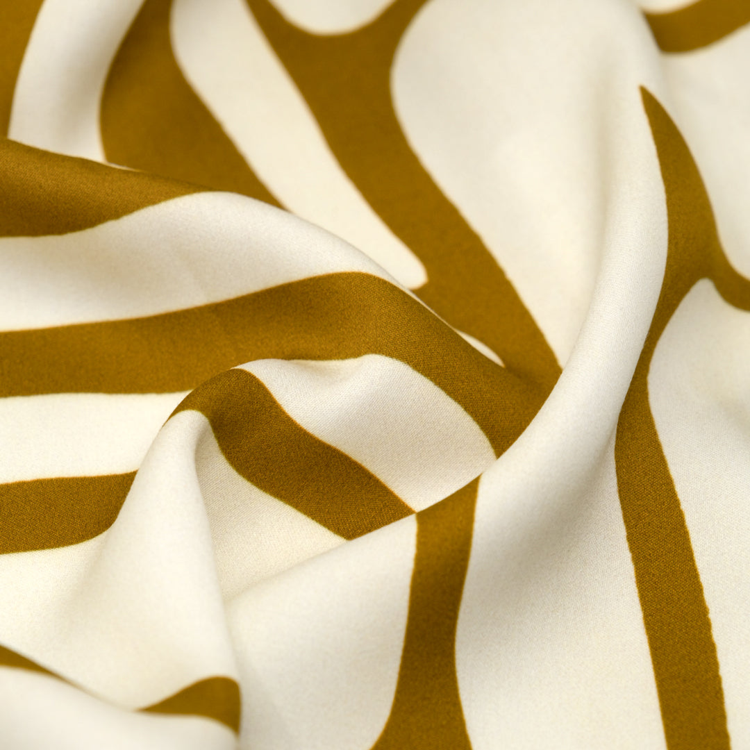 Deadstock Tight Spaces Viscose Sateen - Vintage Gold/Ivory | Blackbird Fabrics