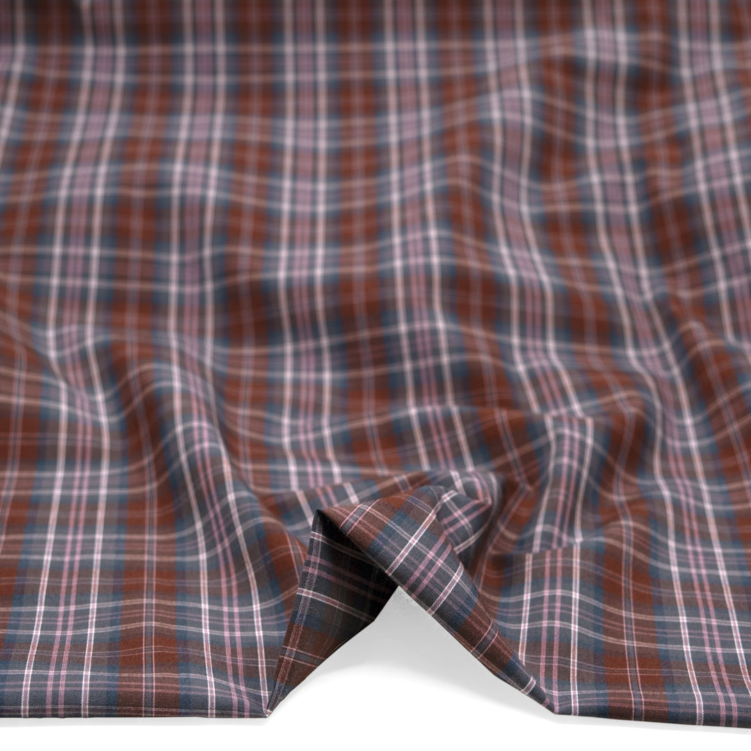 Plaid Cotton Shirtings - Merlot/Ash/Navy | Blackbird Fabrics