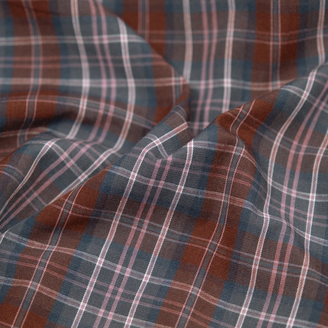 Plaid Cotton Shirtings - Merlot/Ash/Navy | Blackbird Fabrics