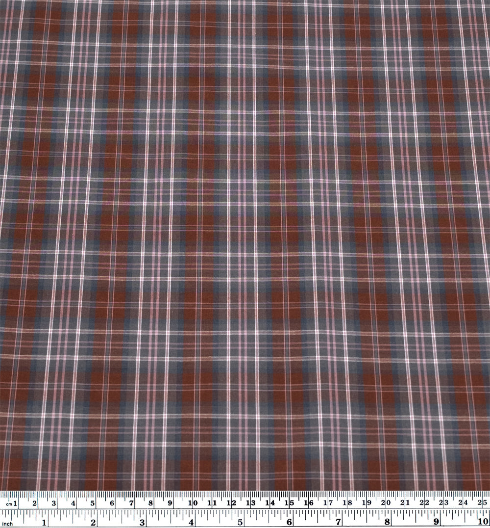 Plaid Cotton Shirtings - Merlot/Ash/Navy | Blackbird Fabrics