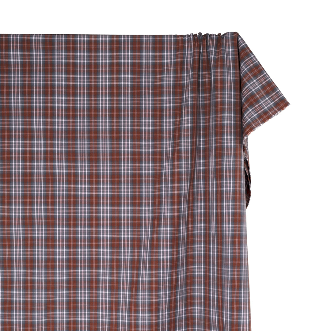 Plaid Cotton Shirtings - Merlot/Ash/Navy | Blackbird Fabrics