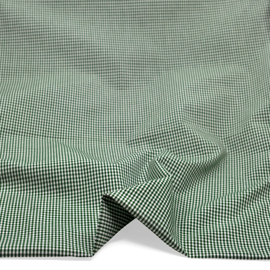 Micro Gingham Cotton Shirting - Pine/White | Blackbird Fabrics