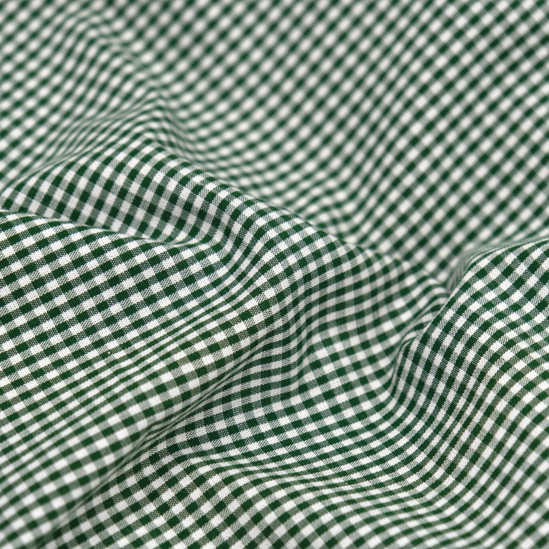 Micro Gingham Cotton Shirting - Pine/White | Blackbird Fabrics