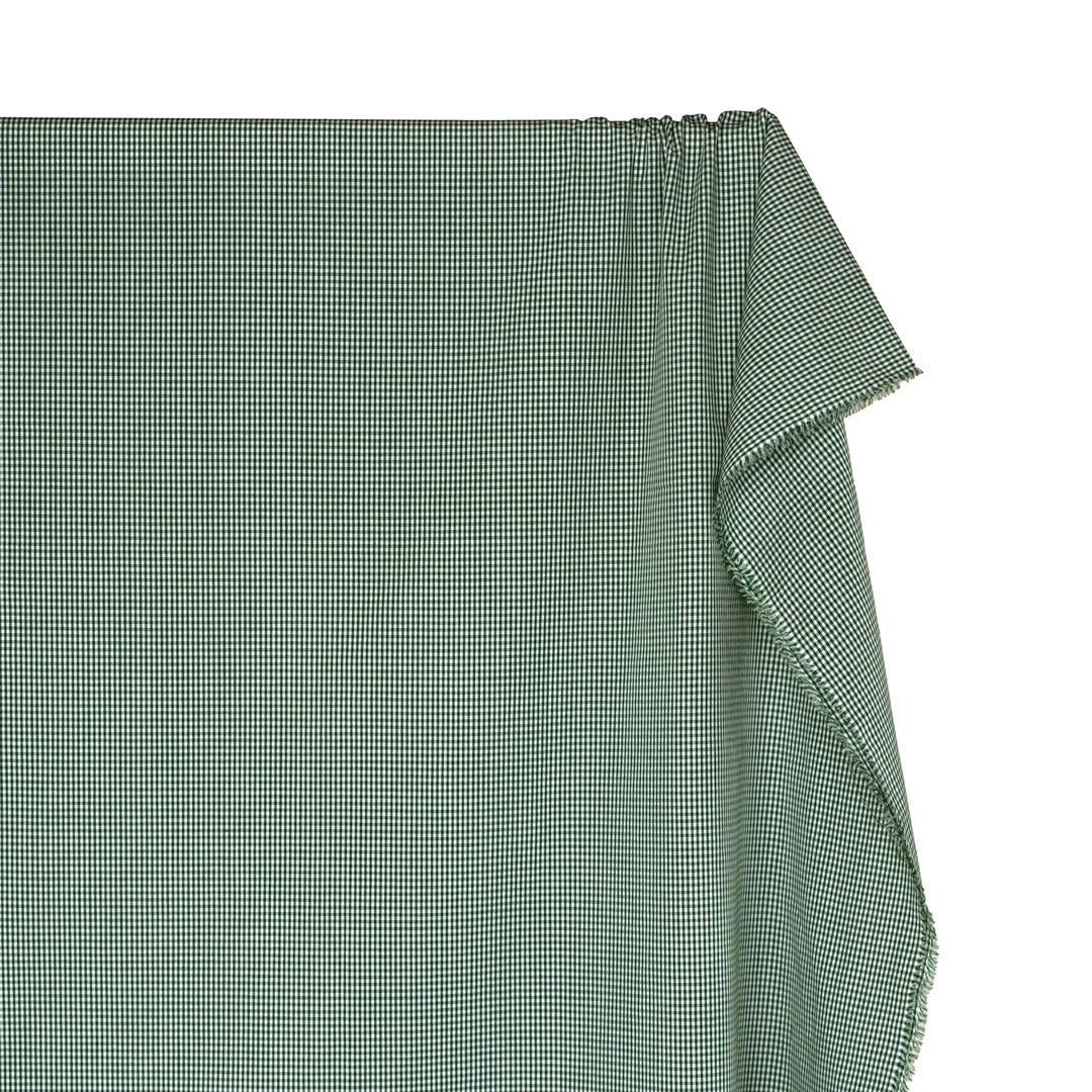 Micro Gingham Cotton Shirting - Pine/White | Blackbird Fabrics