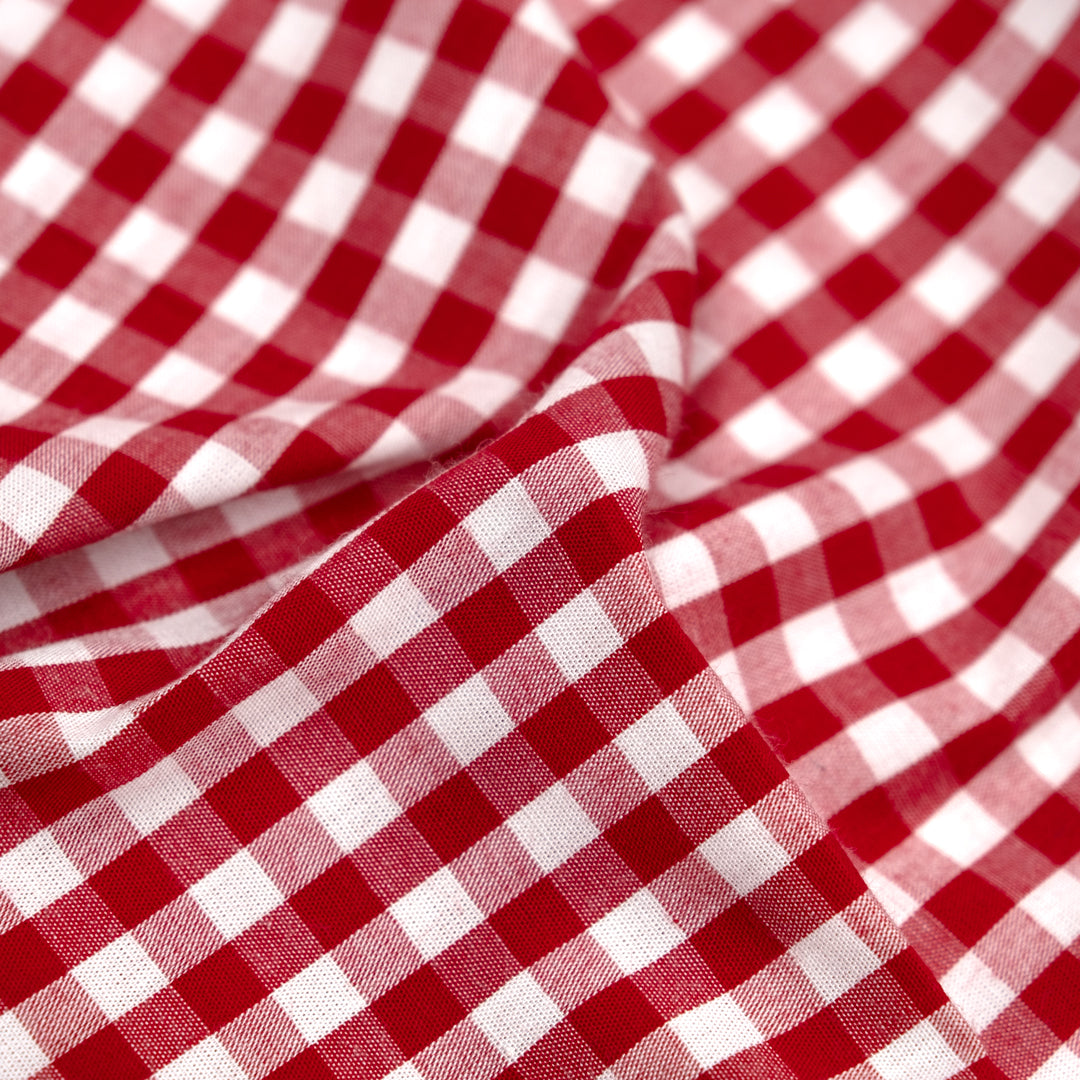 Gingham Cotton Shirting - Crimson/White | Blackbird Fabrics