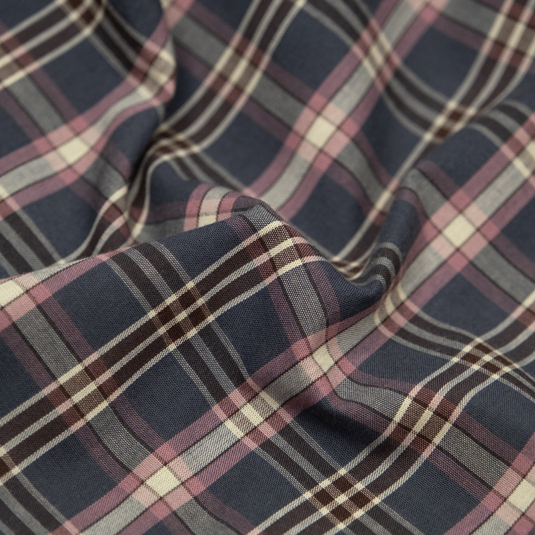 Plaid Cotton Shirting - Ash/Tulip/Vanilla | Blackbird Fabrics