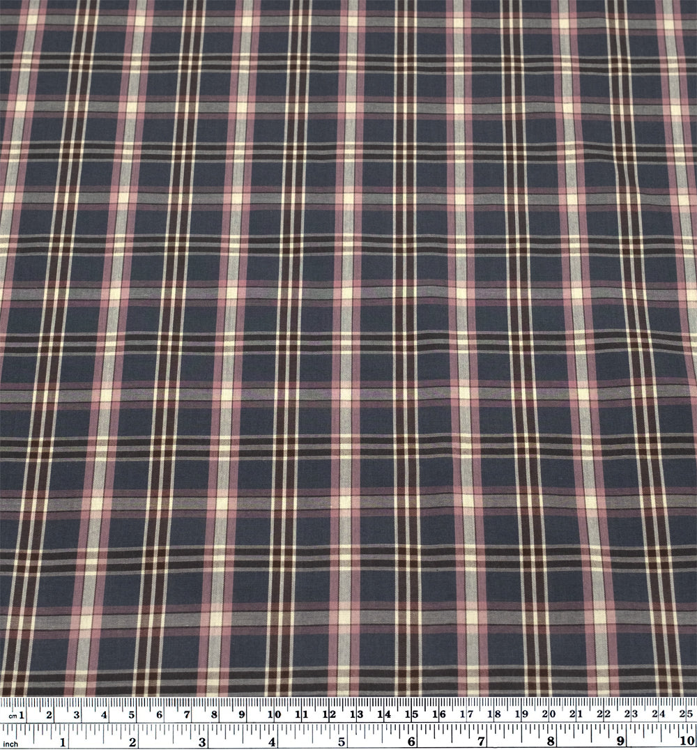 Plaid Cotton Shirting - Ash/Tulip/Vanilla | Blackbird Fabrics