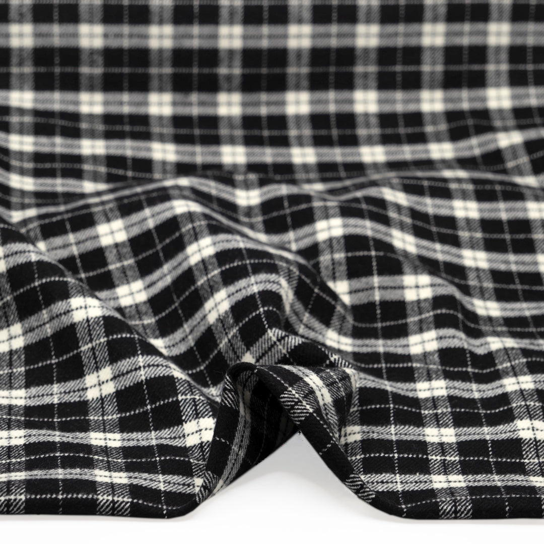 Plaid Classic Cotton Flannel - Black/Ivory | Blackbird Fabrics