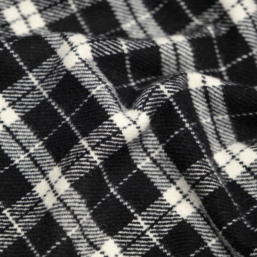 Plaid Classic Cotton Flannel - Black/Ivory | Blackbird Fabrics