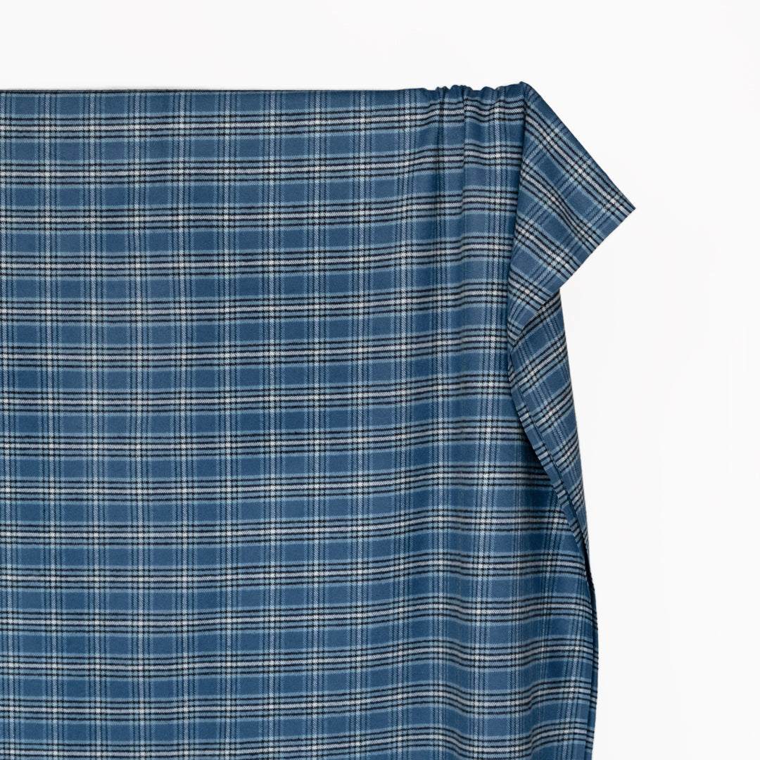 Plaid Classic Cotton Flannel - Pacific/Black/Glacier | Blackbird Fabrics