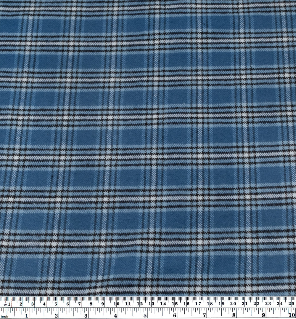 Plaid Classic Cotton Flannel - Pacific/Black/Glacier | Blackbird Fabrics