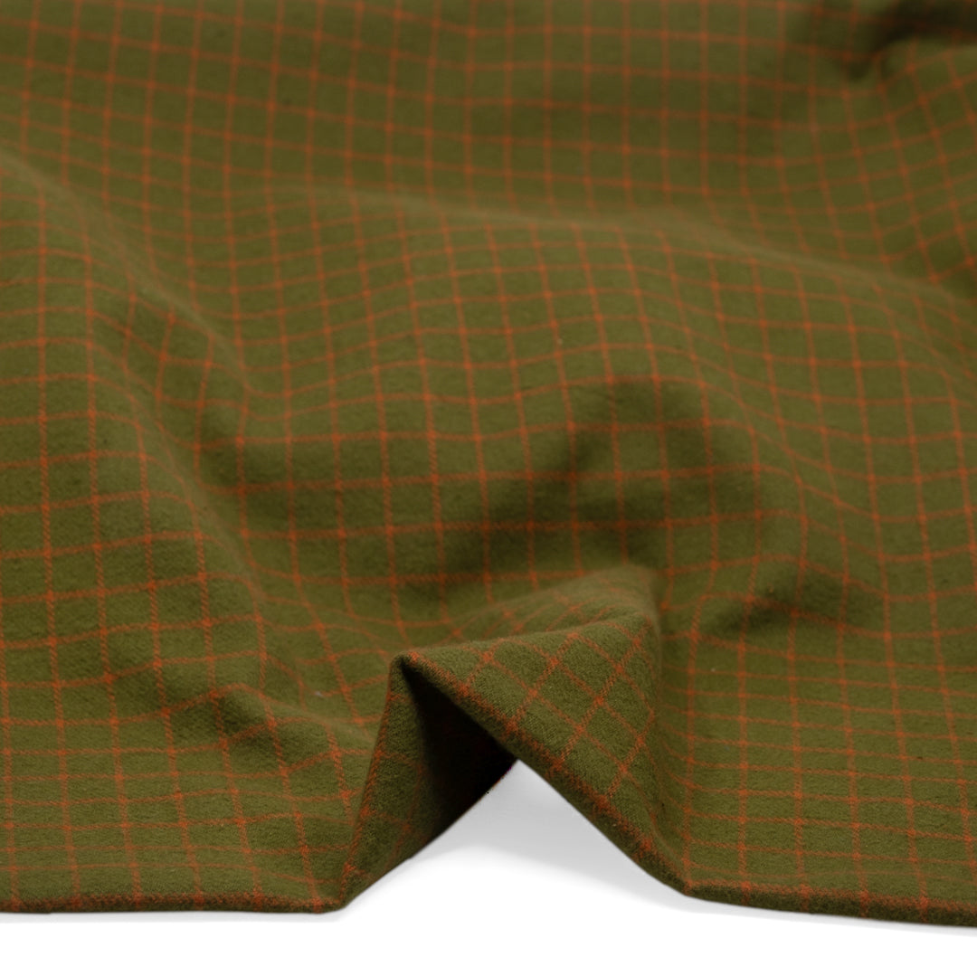 Check Classic Cotton Flannel - Caper/Pumpkin | Blackbird Fabrics