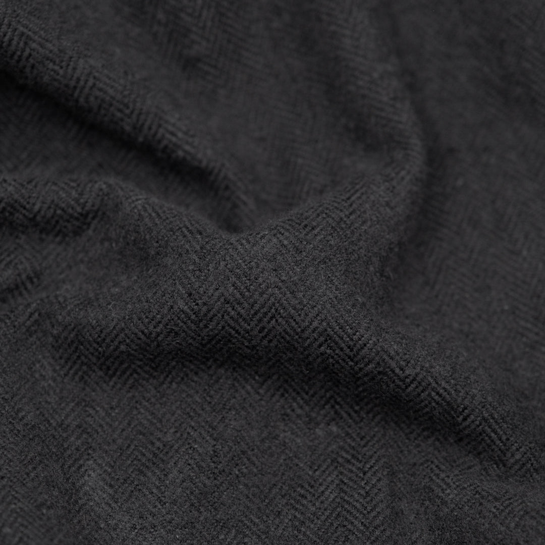 Herringbone Classic Cotton Flannel - Charcoal | Blackbird Fabrics