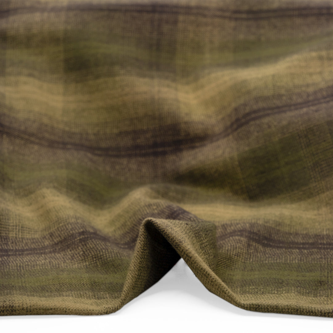 Midweight Plaid Cotton Flannel Twill - Caper/Sand | Blackbird Fabrics