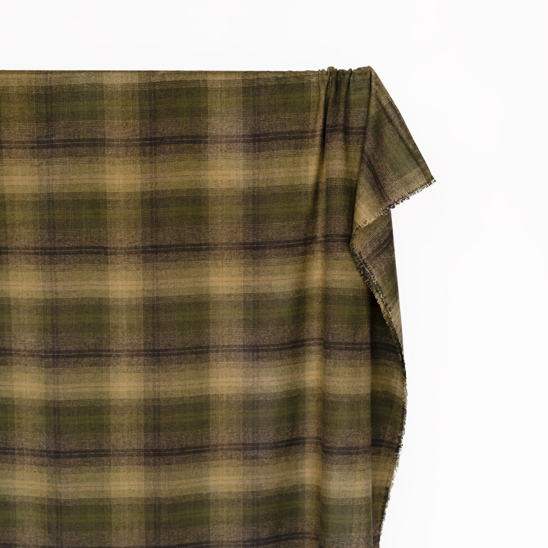 Midweight Plaid Cotton Flannel Twill - Caper/Sand | Blackbird Fabrics