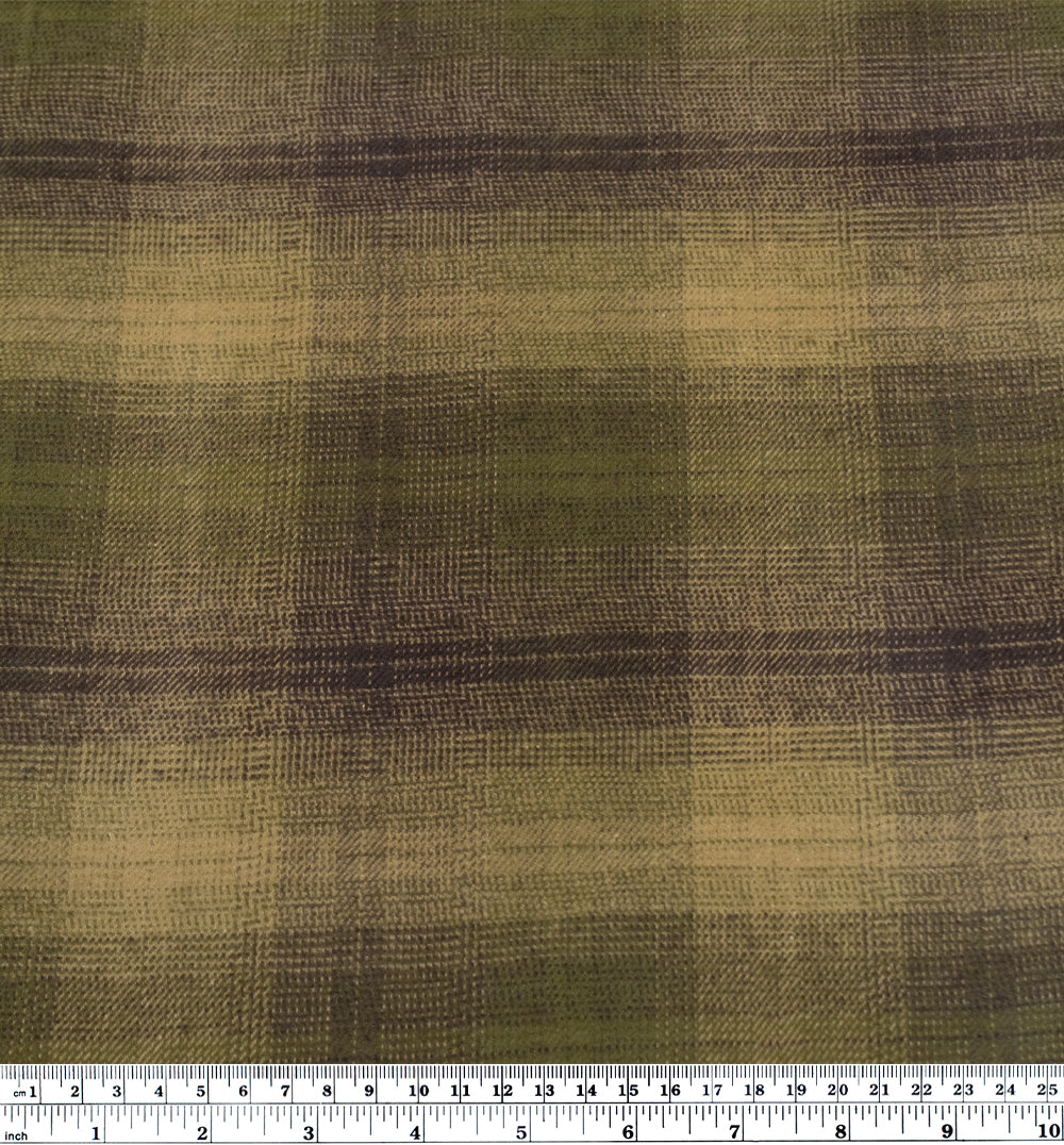 Midweight Plaid Cotton Flannel Twill - Caper/Sand | Blackbird Fabrics